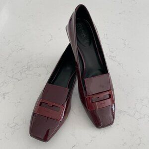 Geox Respira Vivyanne Italian Patent Leather Classic Shoes Burgundy Wine Sz 39.5